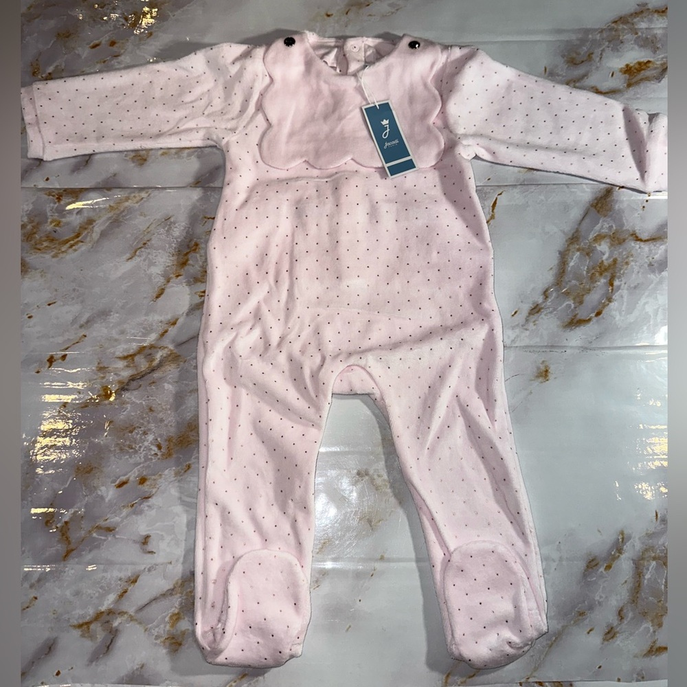 NWT- Jacadi Pink w Gold Dots One piece size 6 months